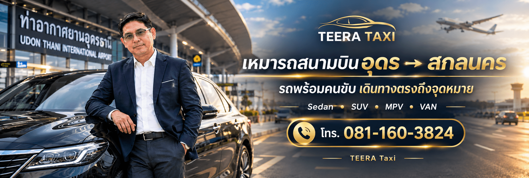 เหมารถสนามบินอุดรไปสกลนคร รถพร้อมคนขับ